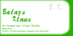 balazs klaus business card